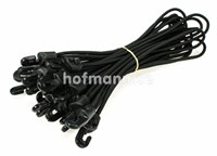 Bungee cord (gummi stropp) svart 25 cm med plast krok (10 pack)